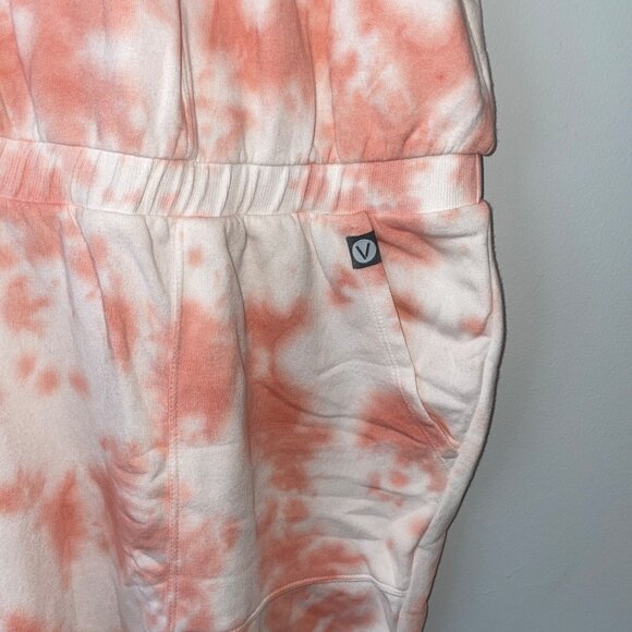 Livi Tie-Dye Hood Jumpsuit Zip Front Short Sleeve Pink/Peach & White Size 30/32 - Picture 4 of 7